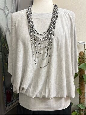 Banana Republic Heritage Light Gray Silk Blend Lightweight Sweater